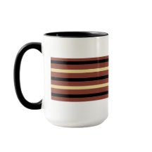 White, Brown and Black Striped Coffee Mug Cup