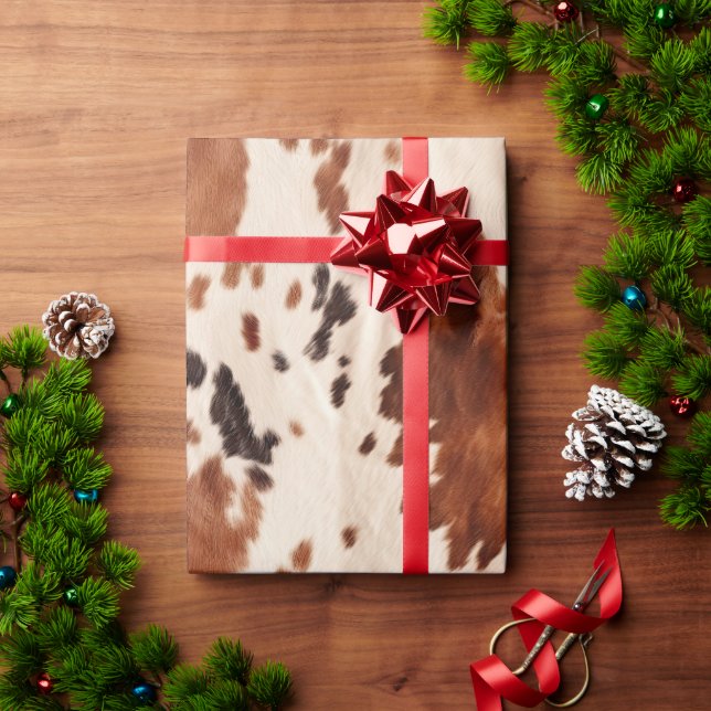 White Brown Cowhide Wrapping Paper (Holiday Gift)