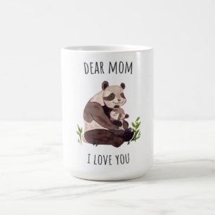White Brown Cute Panda Dear Mom Mug