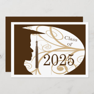 White/Brown Man Silhouette 2025 Graduation Party Invitation