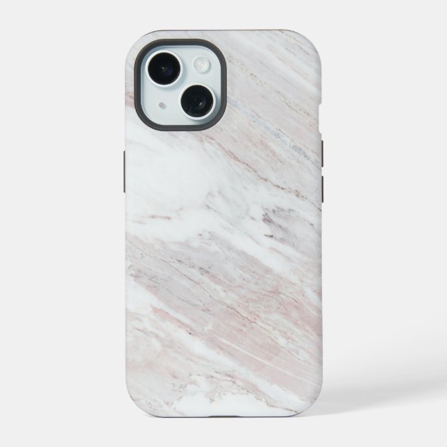 White Brown Marble iPhone 15 Case (Back)