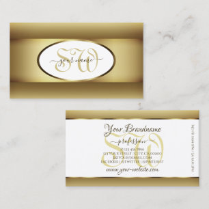 White Brown Ombre Initials Dark Gold Decor Frame Business Card