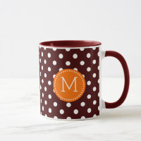 White & Brown Polka Dot Orange Accents