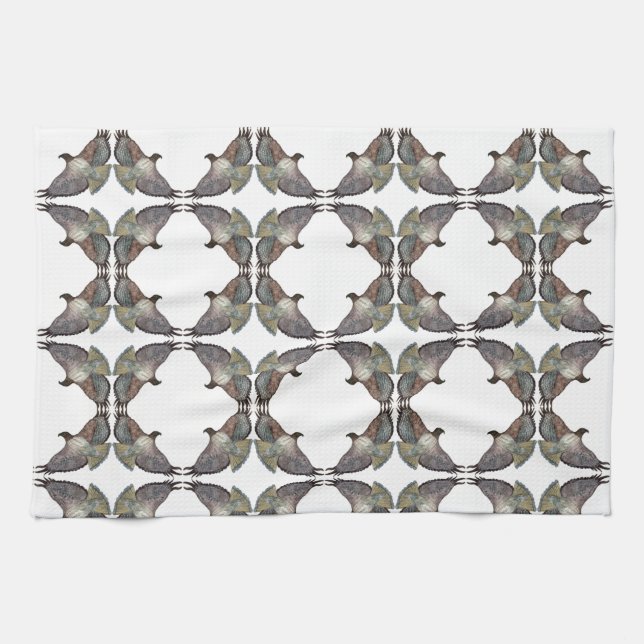 White Brown Red-Shouldred Hawk Kitchen Towel (Horizontal)