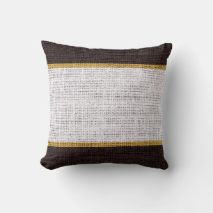 White & Brown Rustic Burlap Jute Background Throw Pillow