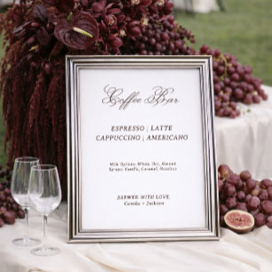 White & Brown Wedding Coffee Bar  Poster