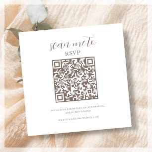 White & Brown   Wedding RSVP QR Code Enclosure Card