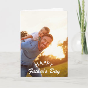 White Brush Script   Modern Father's Day Photo Card