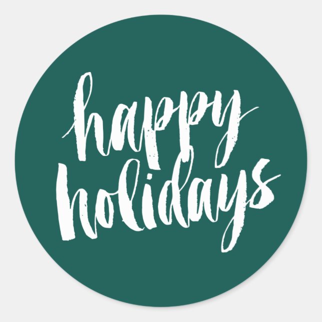 White Brush Type Happy Holidays Envelope Seal (Front)