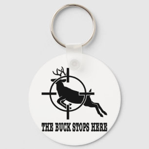 White Buck Stops Here Deer Scope Keychain