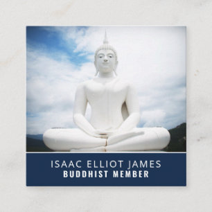 White Buddha Statue, Buddhism, Buddhist Square Business Card