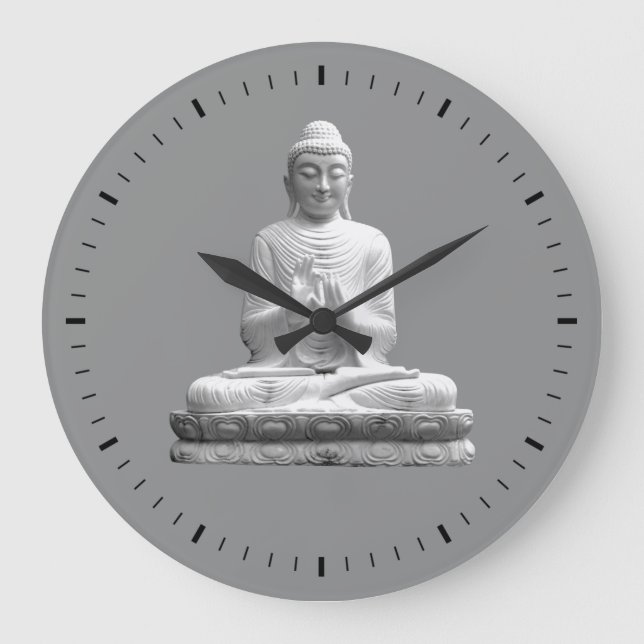 White Buddha Statue Large Clock (Front)