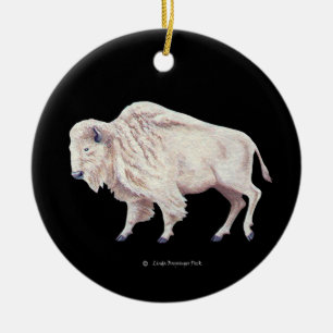 White Buffalo Ceramic Ornament
