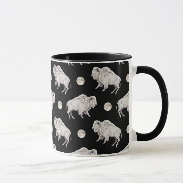 White Buffalo Full Moon Black Repeating Mug (Right)