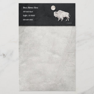 White Buffalo Full Moon Grey Stationery
