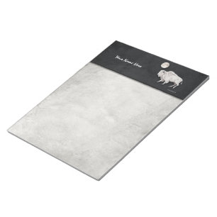 White Buffalo Full Moon Light Grey Notepad