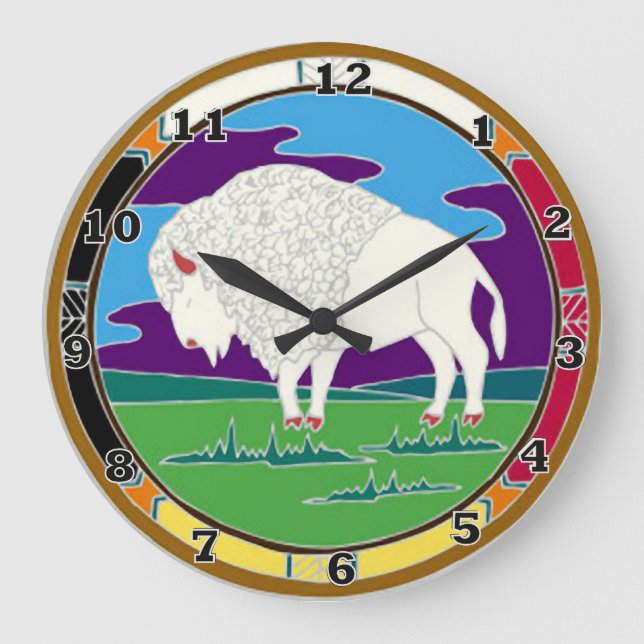 White Buffalo Native American Clock (Front)