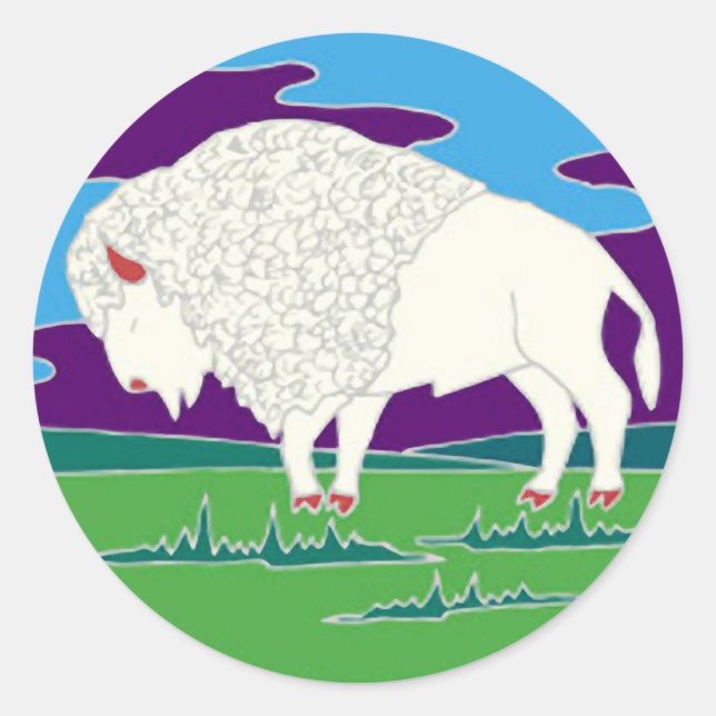 White Buffalo Native American Round Sticker (Front)