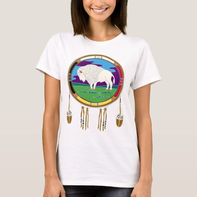 White Buffalo Native American Women's Basic Tshirt (Front)