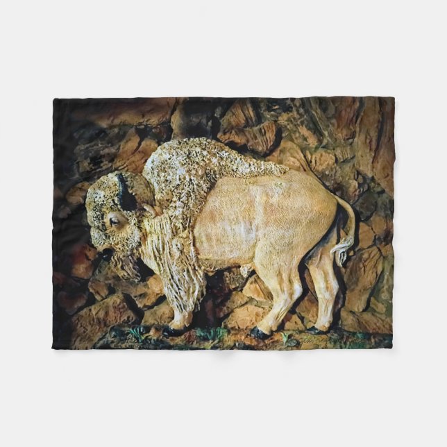 "White Buffalo" original art Fleece Blanket (Front (Horizontal))