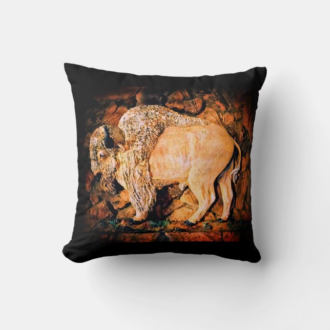 "White Buffalo" original art Throw Pillow (Front)