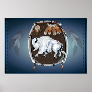 White Buffalo Shield-blue Posters