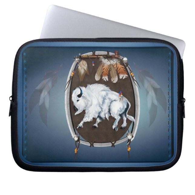 White Buffalo Shield Laptop Sleeve (Front)