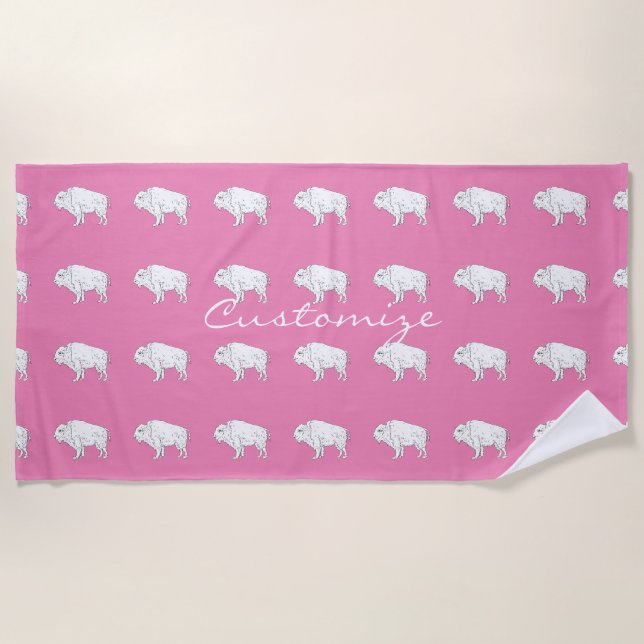 White Buffalo Thunder_Cove Beach Towel (Front)