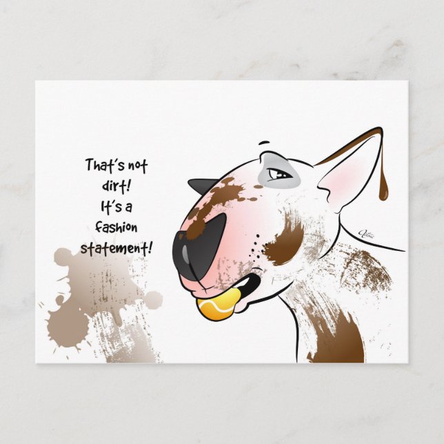 White Bull Terrier Postcard "Fashion Statement" (Front)