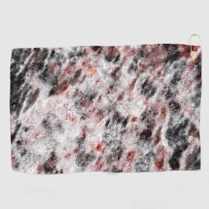 White bumpy spongy texture mix in black red stains golf towel