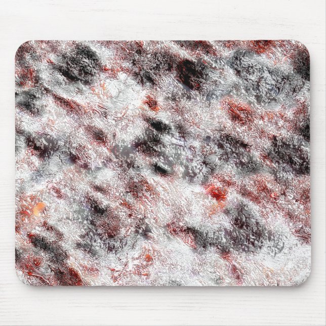 White bumpy spongy texture mix in black red stains mouse pad (Front)