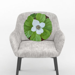 White Bunchberry Dogwood Bloom Floral Round Pillow