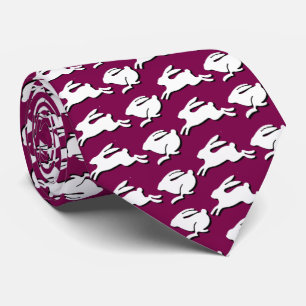White Bunnies Hopping Wine Colored Easter Fashion Tie