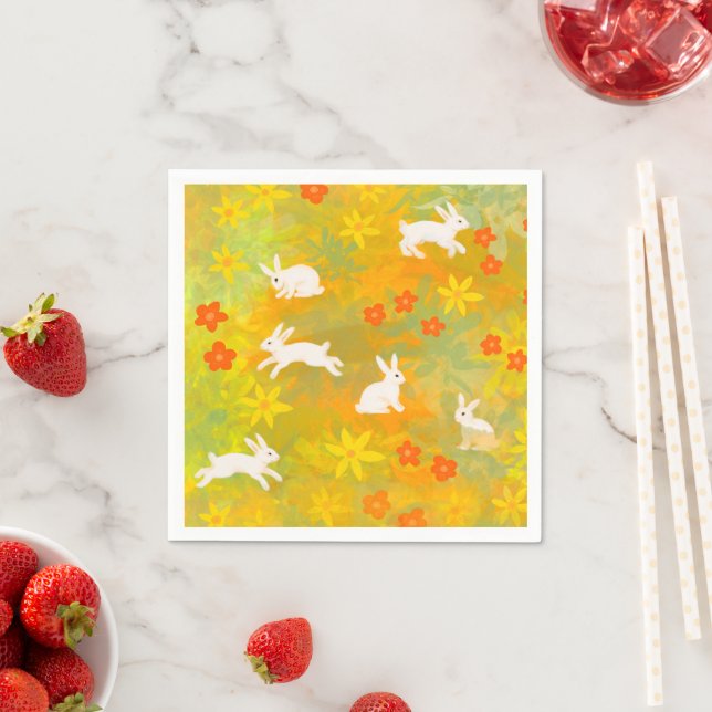 White bunnies napkin (Insitu)