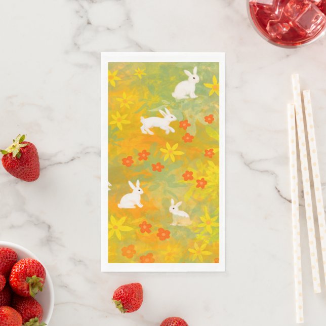White bunnies napkin (Insitu)
