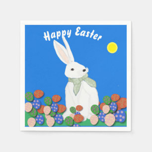 White Bunny and Eggs Napkin