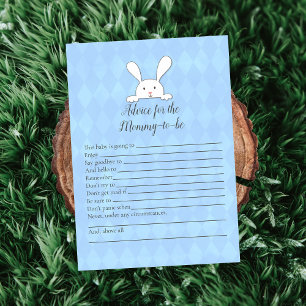 White Bunny Blue Advice For Mommy Baby Shower Game Invitation