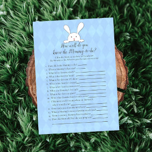 White Bunny Blue Who Knows Mommy Best Shower Game Invitation