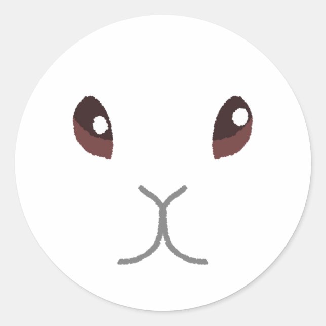 White Bunny Classic Round Sticker (Front)