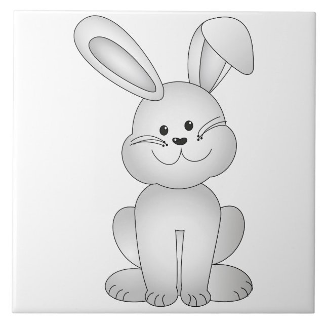 White bunny clipart tile (Front)