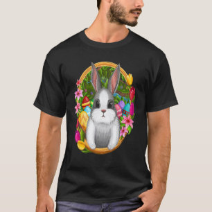 White Bunny Face Leopard Bow Tie Easter Day Girls T-Shirt