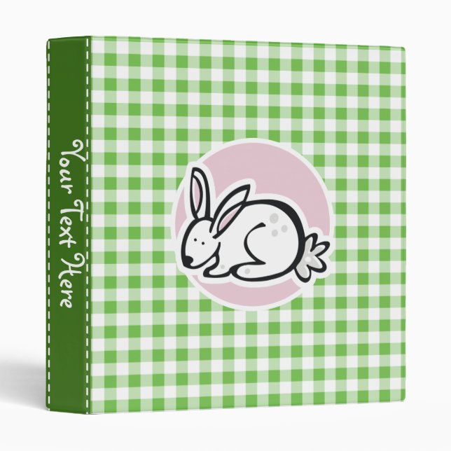 White Bunny; Green Gingham Binder (Front/Spine)
