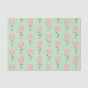 White Bunny Holding a Pink Balloon Tissue Paper