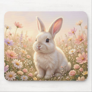 White Bunny Mouse Pad