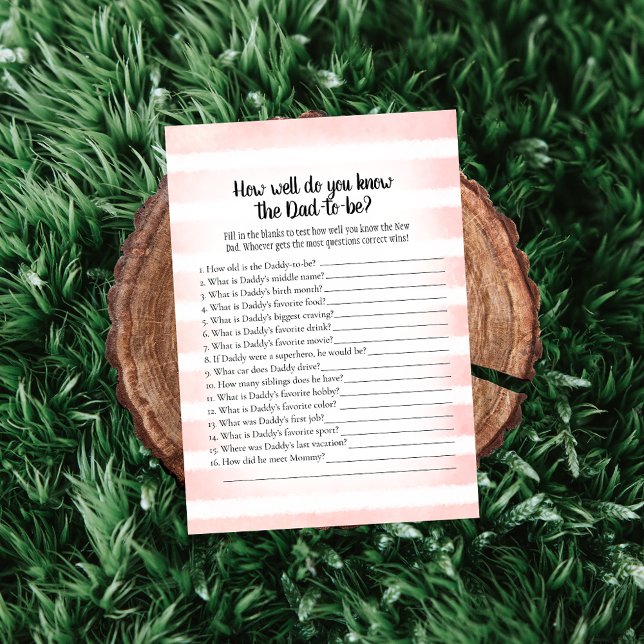 White Bunny Pink Who Knows Dad Best Shower Game Invitation (Creator Uploaded)