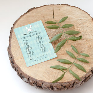 White Bunny Rabbit In Your Purse Baby Shower Game Invitation