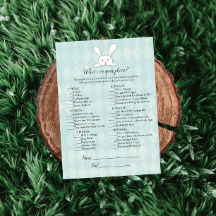 White Bunny Rabbit On Your Phone Baby Shower Game Invitation