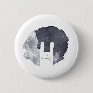 White Bunny Silhouette 2 Inch Round Button