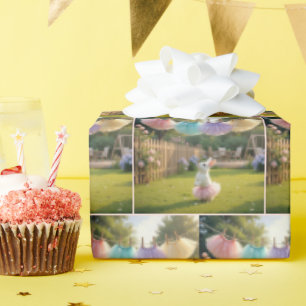 White Bunny Wearing a Pink Tutu Wrapping Paper