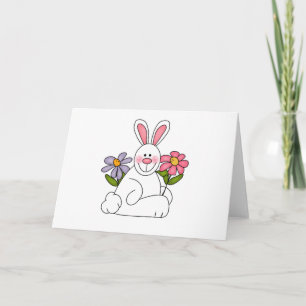 White Bunny with Flowers Cards